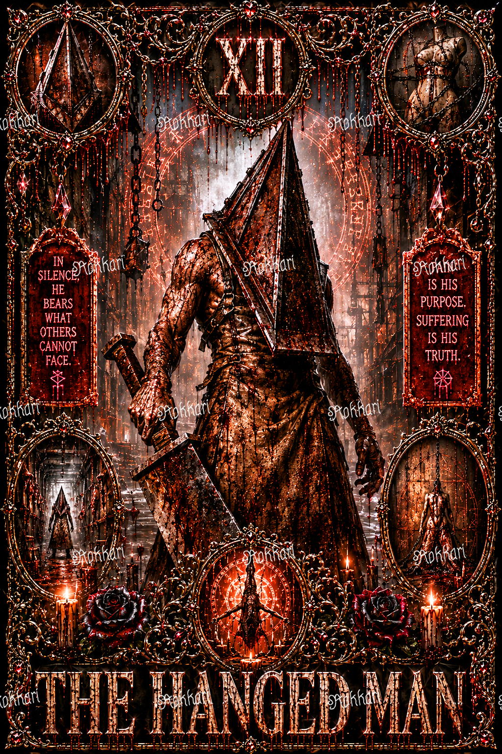 Pre-order Pyramid Head-THE HANGED MAN TAROT CARD