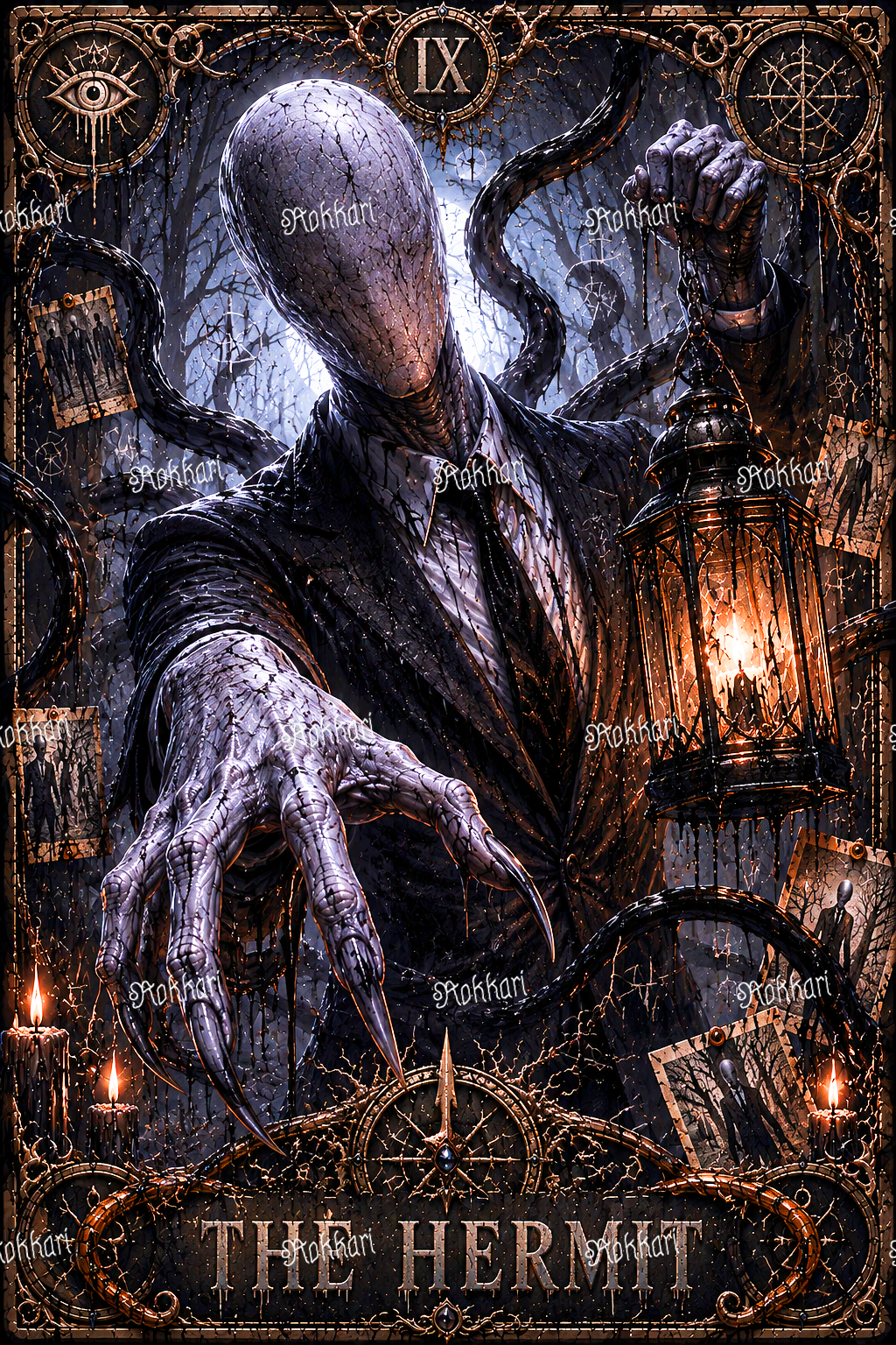 Pre-order Slenderman-THE HERMIT TAROT CARD